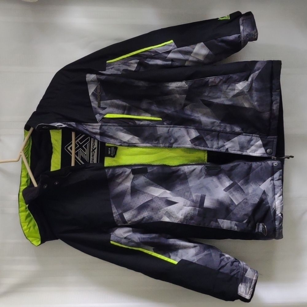 Boys Zeroxposur Gray black winter zip up snap down hoodie jacket